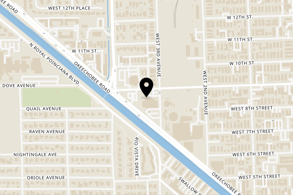 Map showing the location of Tiagos Tacos Hialeah on 330 West 9th St in Hialeah
